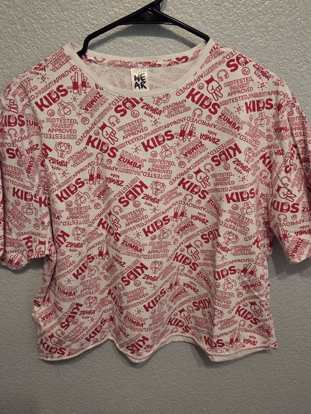 Zumba Kids Pink All-Over Logo Boxy Crop Top